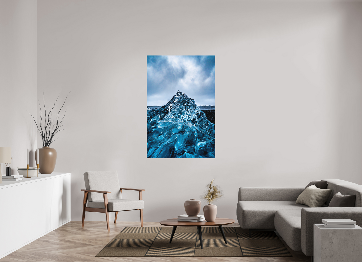 100 x 150 cm, Hahnemühle Photo Rag Bright White Eisberg am Diamond Beach – Blaue Skulptur der Natur
