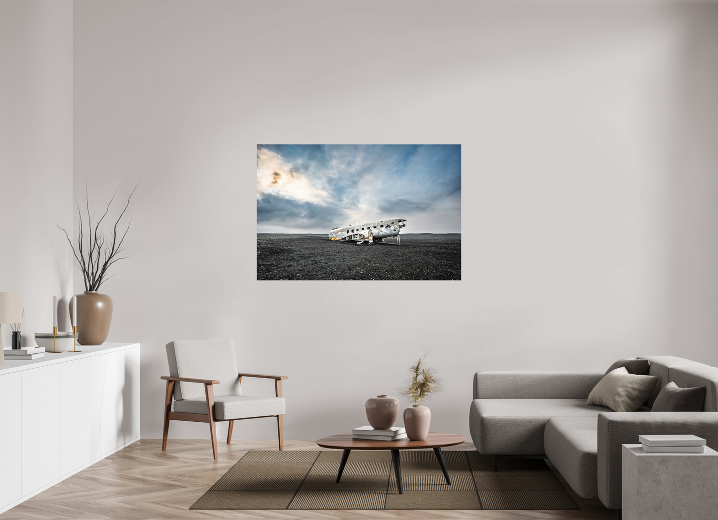 150 x 100 cm, Hahnemühle Photo Rag Bright White DC-3 Wrack am Sólheimasandur