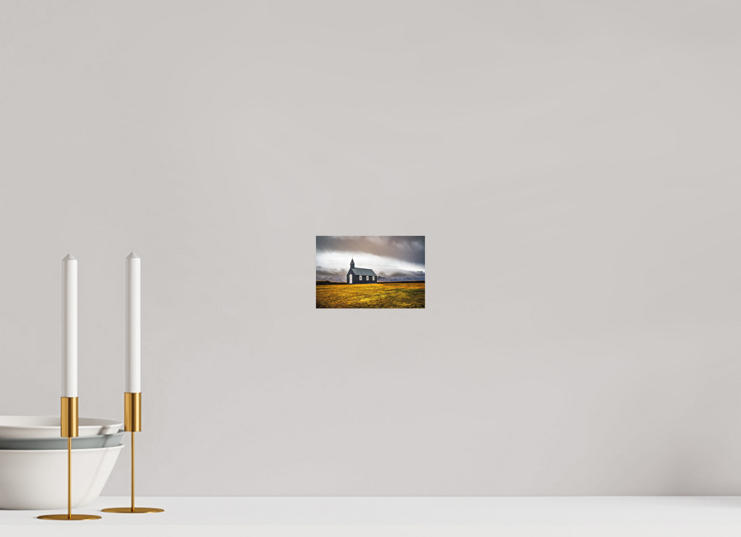15 x 10 cm, Hahnemühle Photo Rag Bright White Búðakirkja – Einsamkeit vor der Bergkulisse