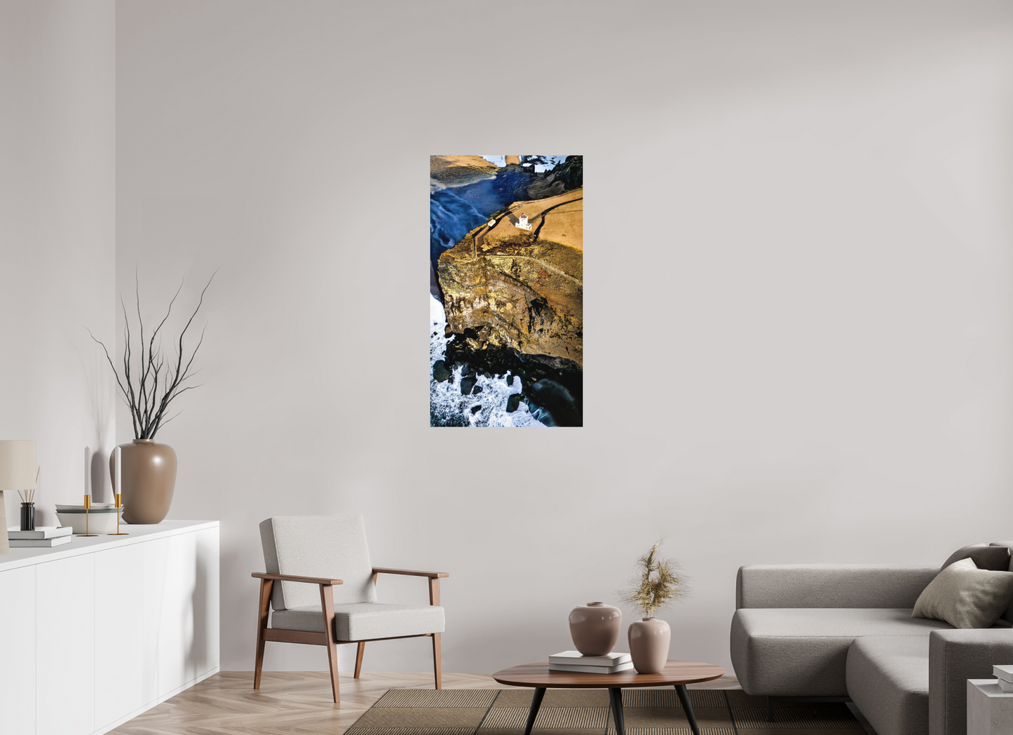 63 x 112 cm, Hahnemühle Photo Rag Bright White Dyrhólaey Leuchtturm – Wacht über der Klippe