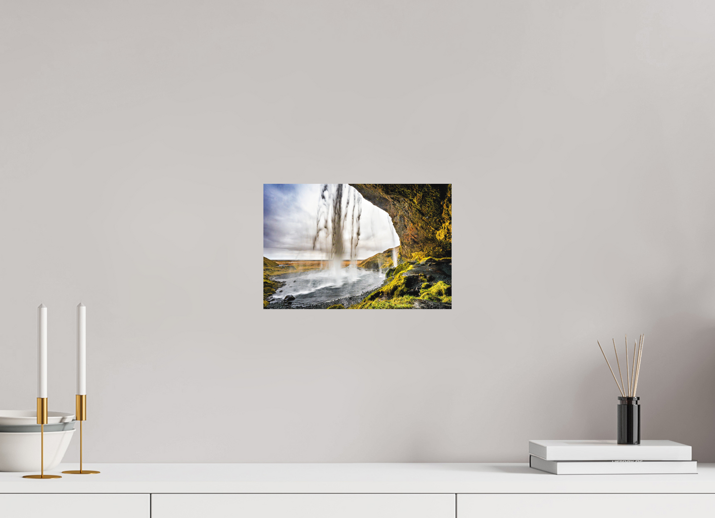 30 x 20 cm, Hahnemühle Photo Rag Bright White Hinter dem Schleier – Blick aus der Höhle des Seljalandsfoss