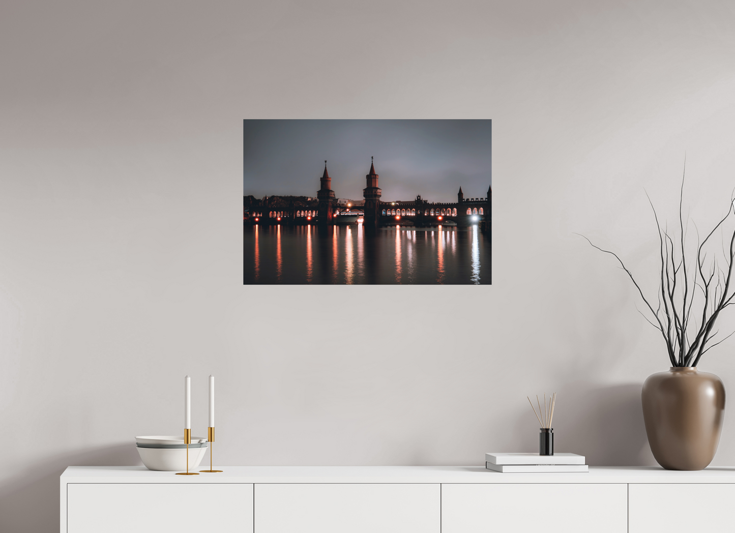 75 x 50 cm, Hahnemühle Photo Rag Bright White Oberbaumbrücke – Berlin bei Nacht
