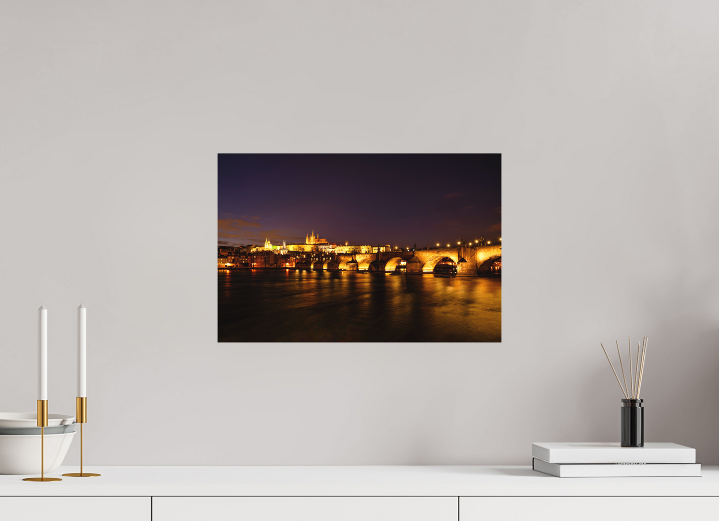 45 x 30 cm, Hahnemühle Photo Rag Bright White Karlsbrücke bei Nacht