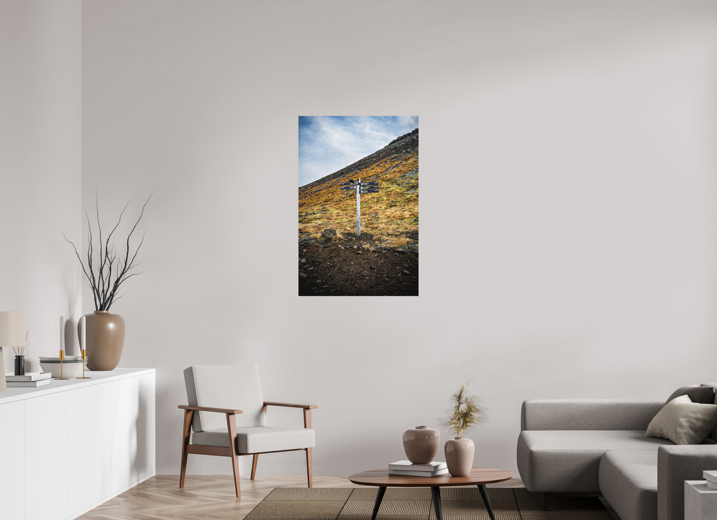 70 x 105 cm, Hahnemühle Photo Rag Bright White Wegweiser ins isländische Hochland