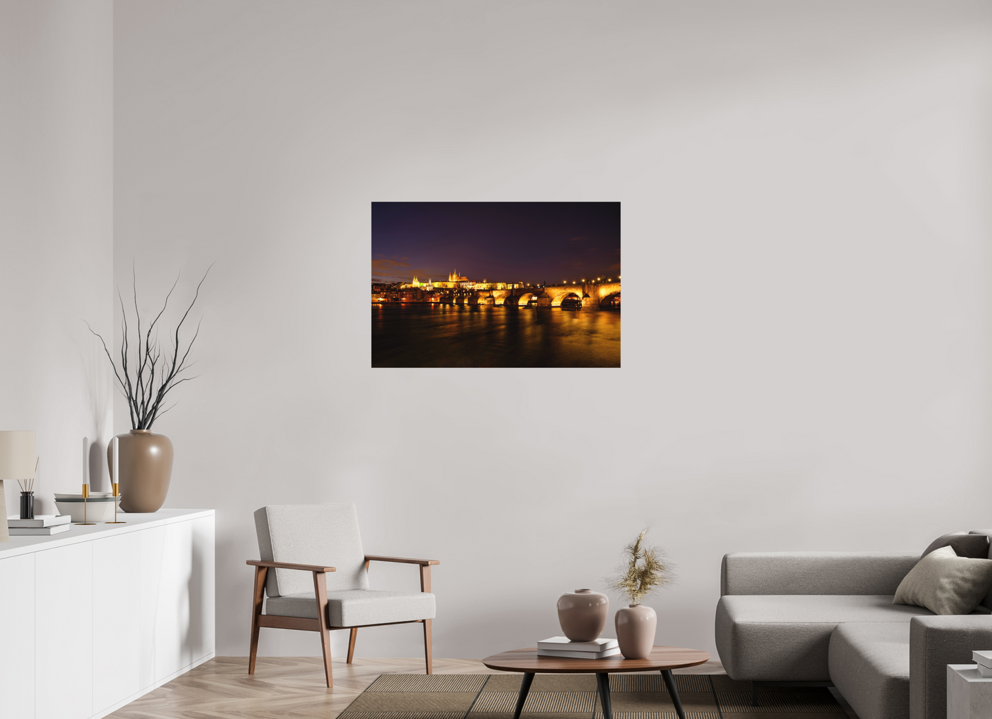 105 x 70 cm, Hahnemühle Photo Rag Bright White Karlsbrücke bei Nacht