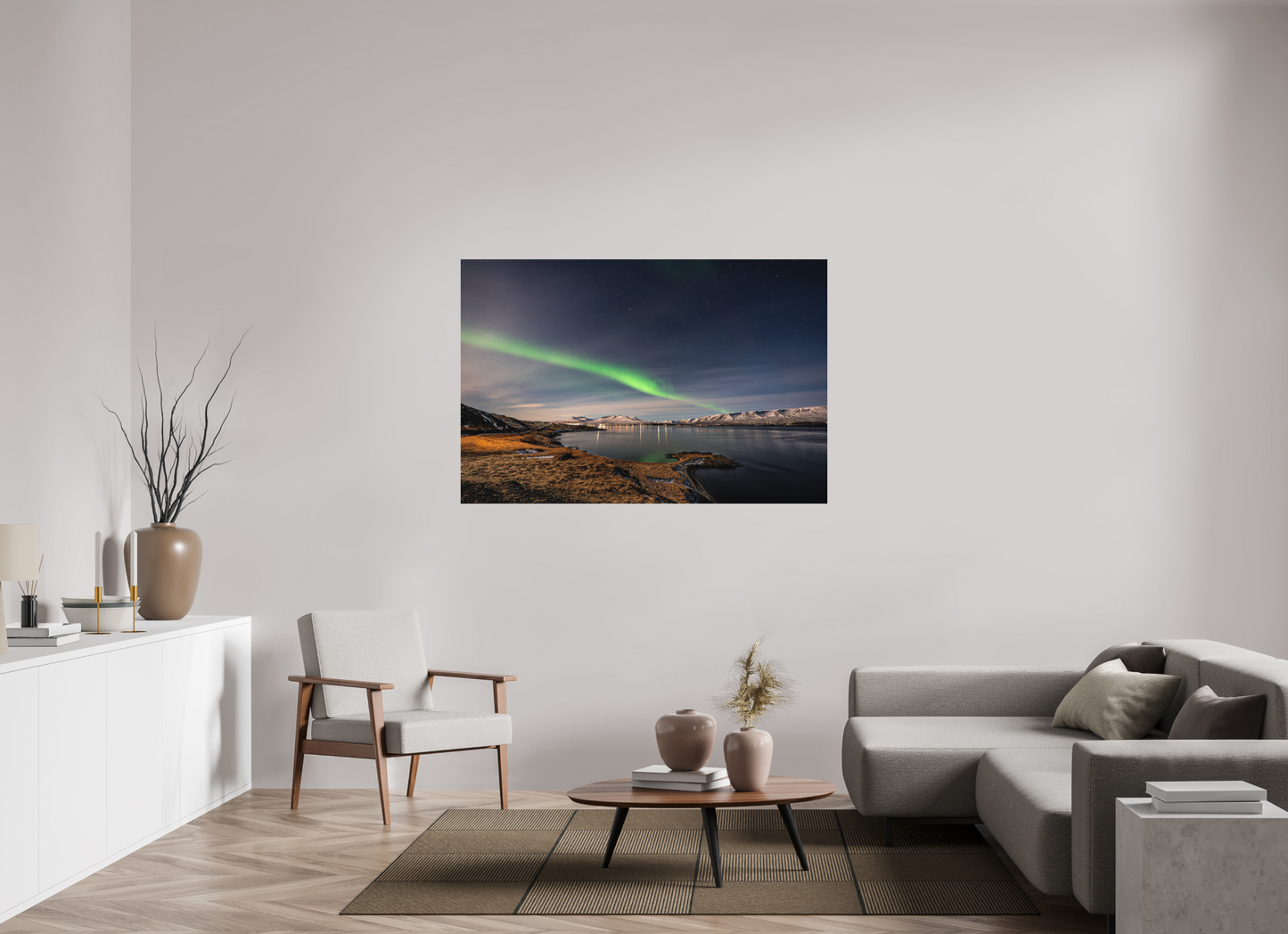 150 x 100 cm, Hahnemühle Photo Rag Bright White Aurora über dem Eyjafjörður
