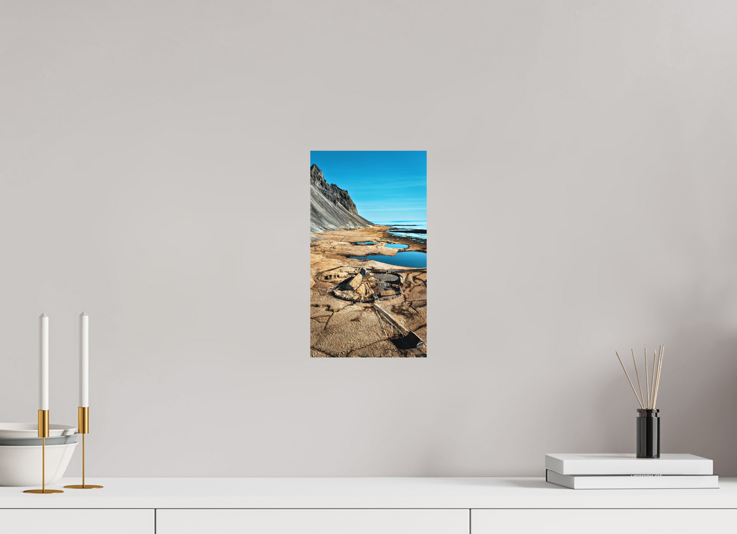 18 x 32 cm, Hahnemühle Photo Rag Bright White Wikingerdorf am Fuß des Vestrahorn