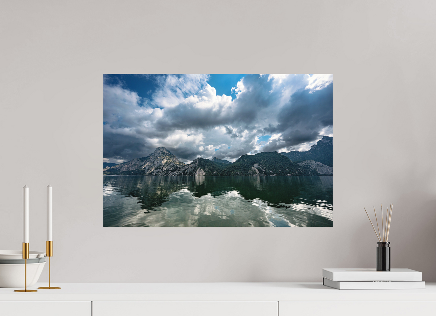 60 x 40 cm, Hahnemühle Photo Rag Bright White Traunsee Bergblick