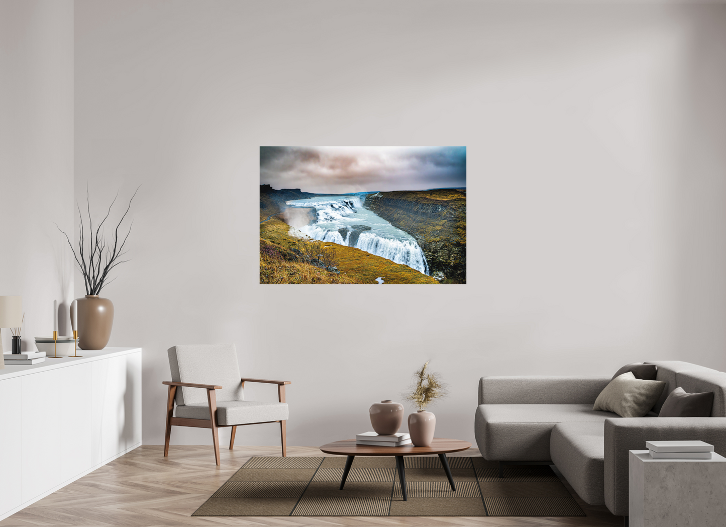 150 x 100 cm, Hahnemühle Photo Rag Bright White Gullfoss – Kraft der zwei Stufen