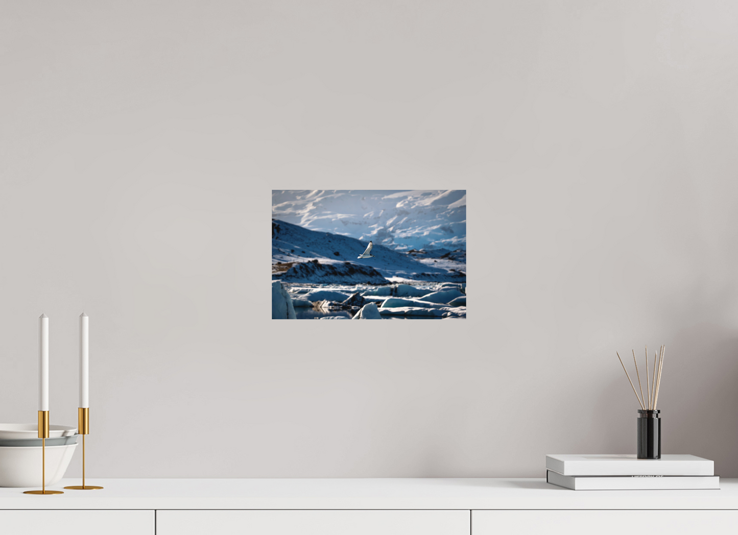 30 x 20 cm, Hahnemühle Photo Rag Bright White Vogel über Jökulsárlón