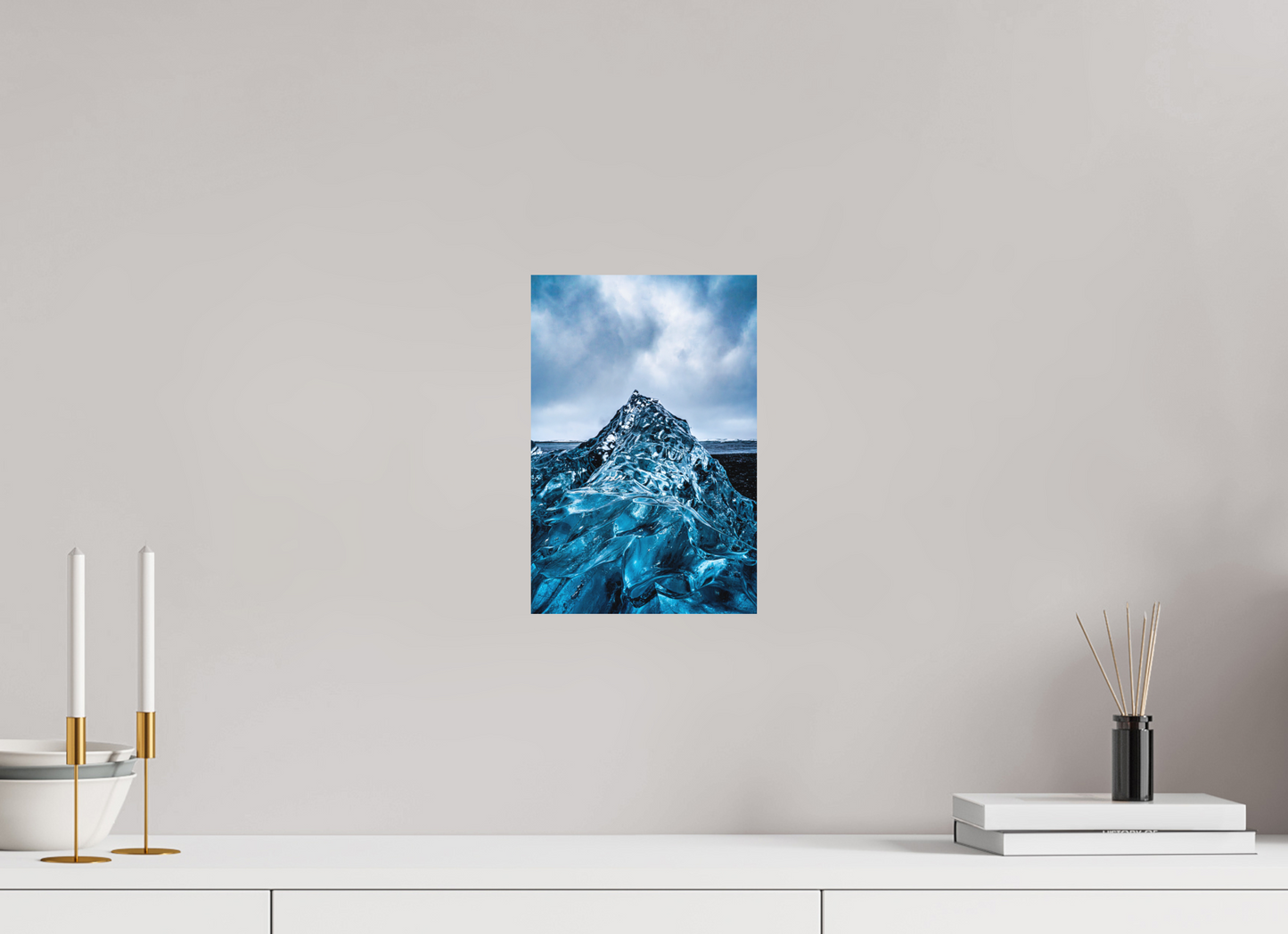 20 x 30 cm, Hahnemühle Photo Rag Bright White Eisberg am Diamond Beach – Blaue Skulptur der Natur