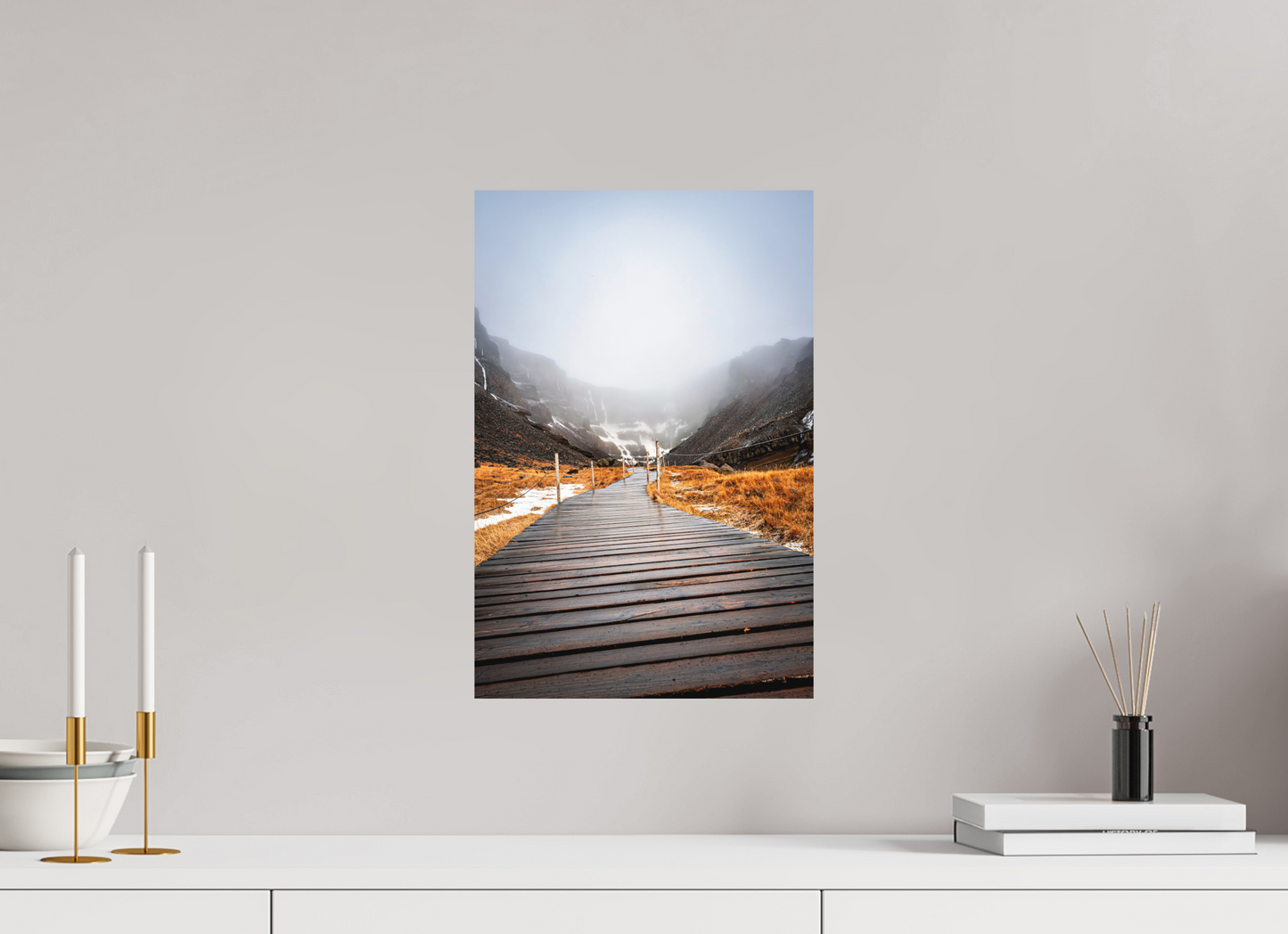 30 x 45 cm, Hahnemühle Photo Rag Bright White Hengifoss – Weg in den Nebel