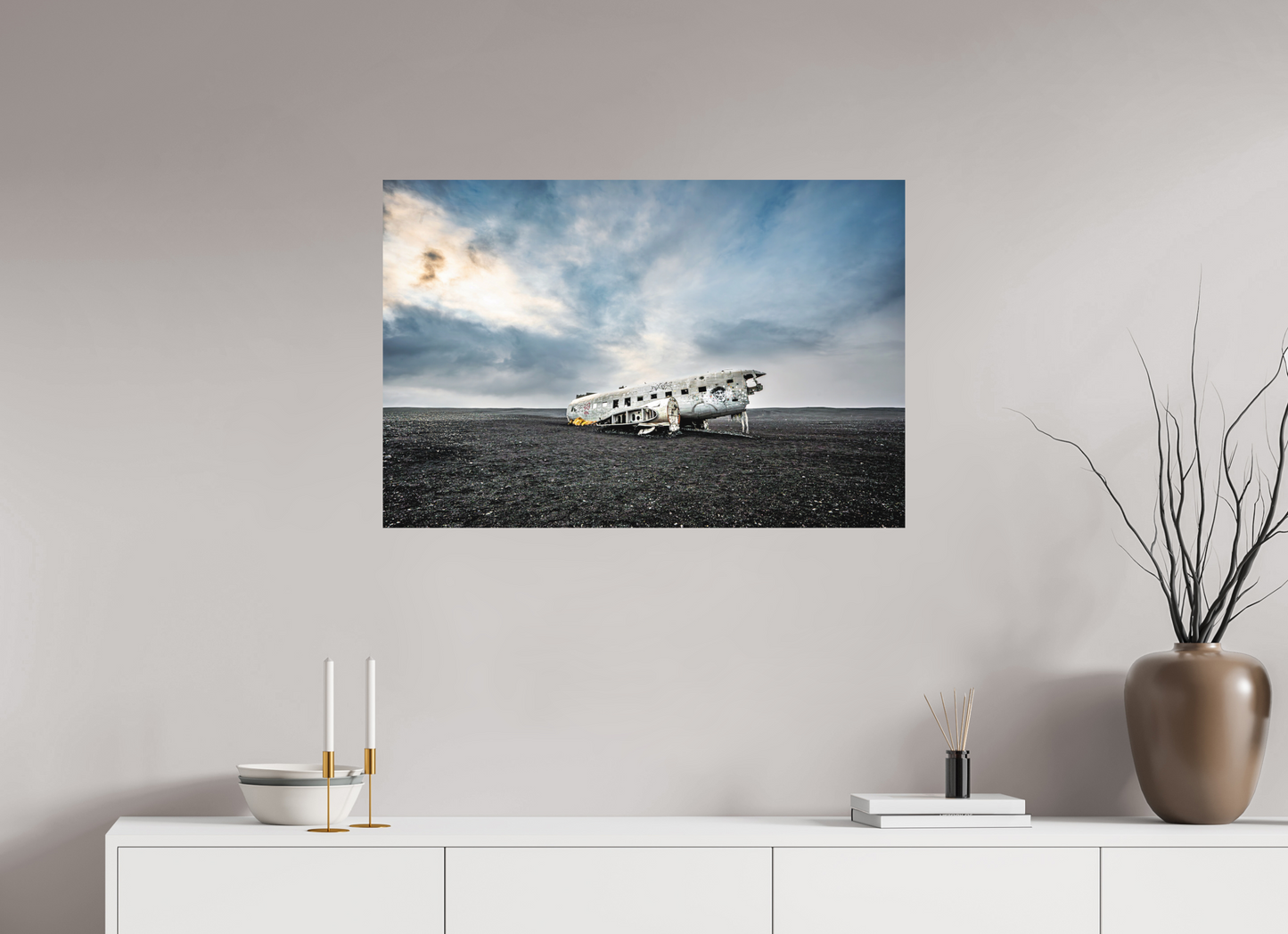 90 x 60 cm, Hahnemühle Photo Rag Bright White DC-3 Wrack am Sólheimasandur