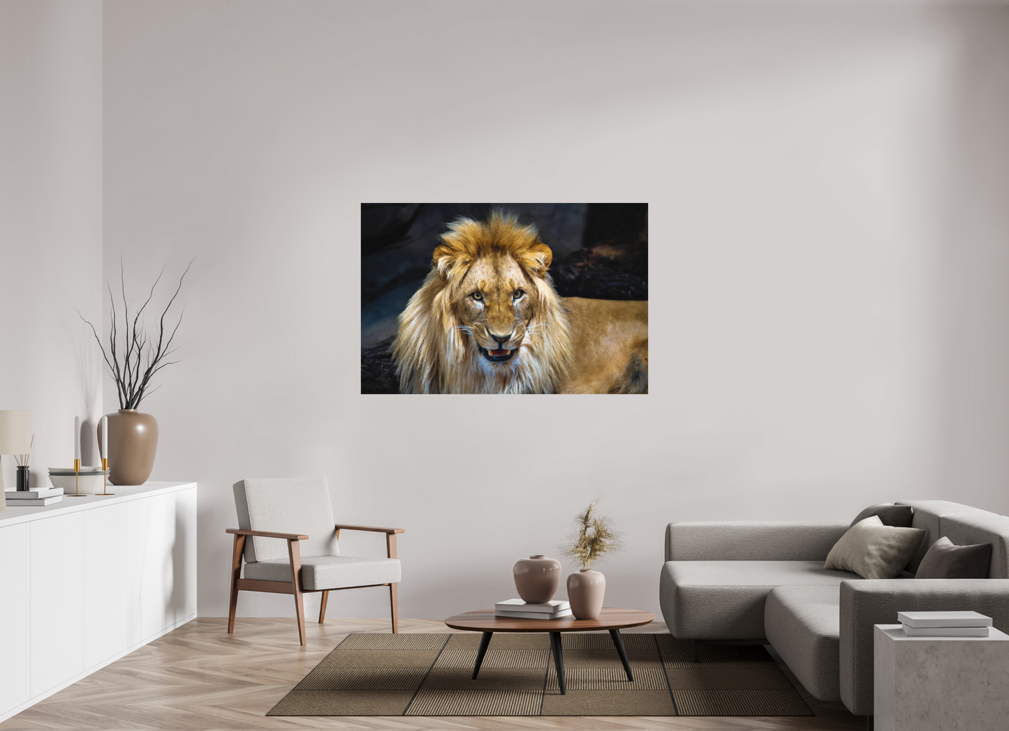 150 x 100 cm, Hahnemühle Photo Rag Bright White Stolzer Blick des Löwen