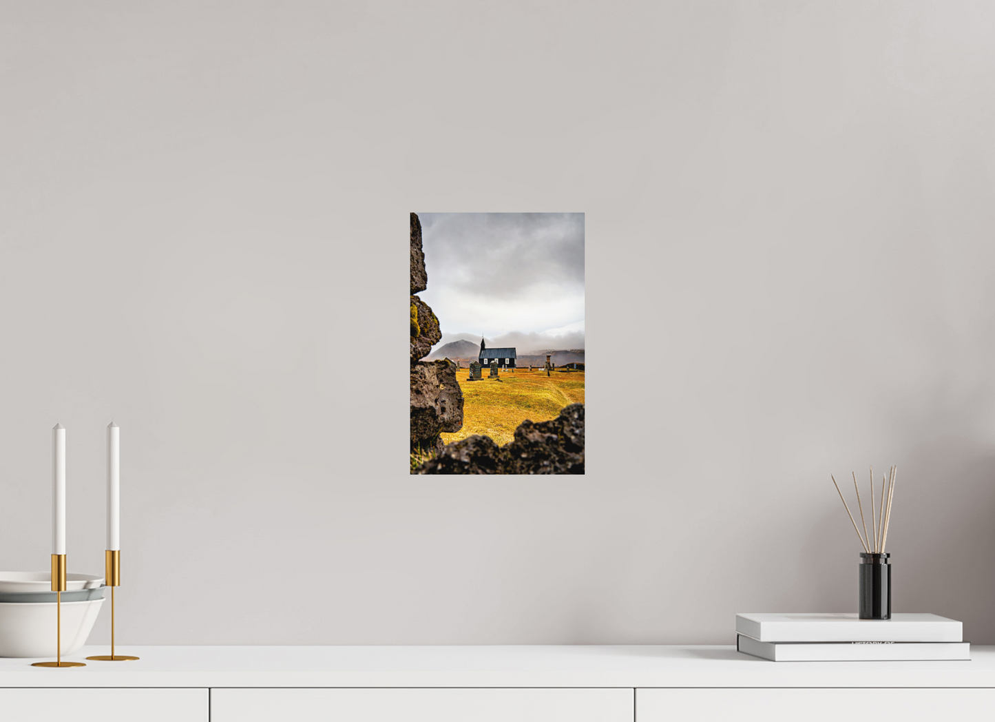 20 x 30 cm, Hahnemühle Photo Rag Bright White Búðakirkja – Schwarze Kirche im Nebel