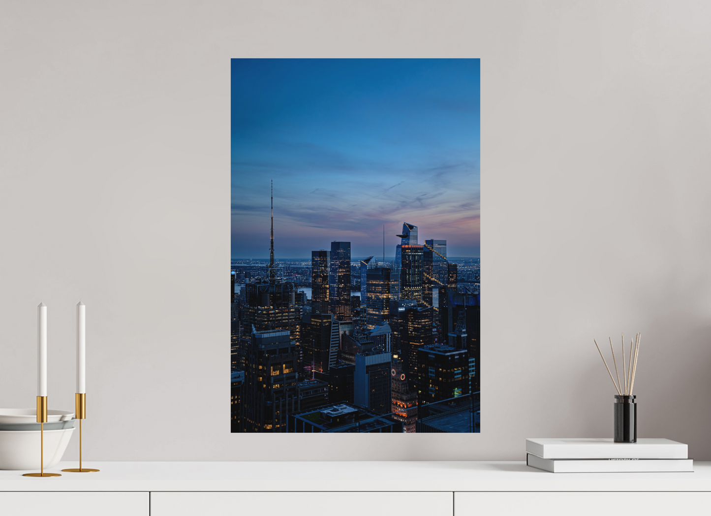 40 x 60 cm, Hahnemühle Photo Rag Bright White New York Skyline bei Dämmerung