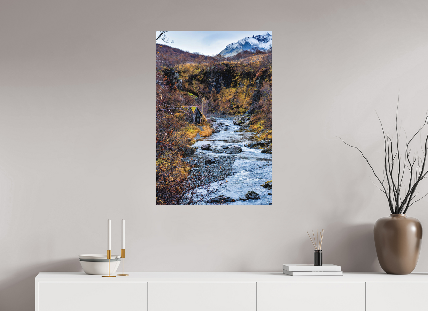 60 x 90 cm, Hahnemühle Photo Rag Bright White Hütte am Gletscherfluss