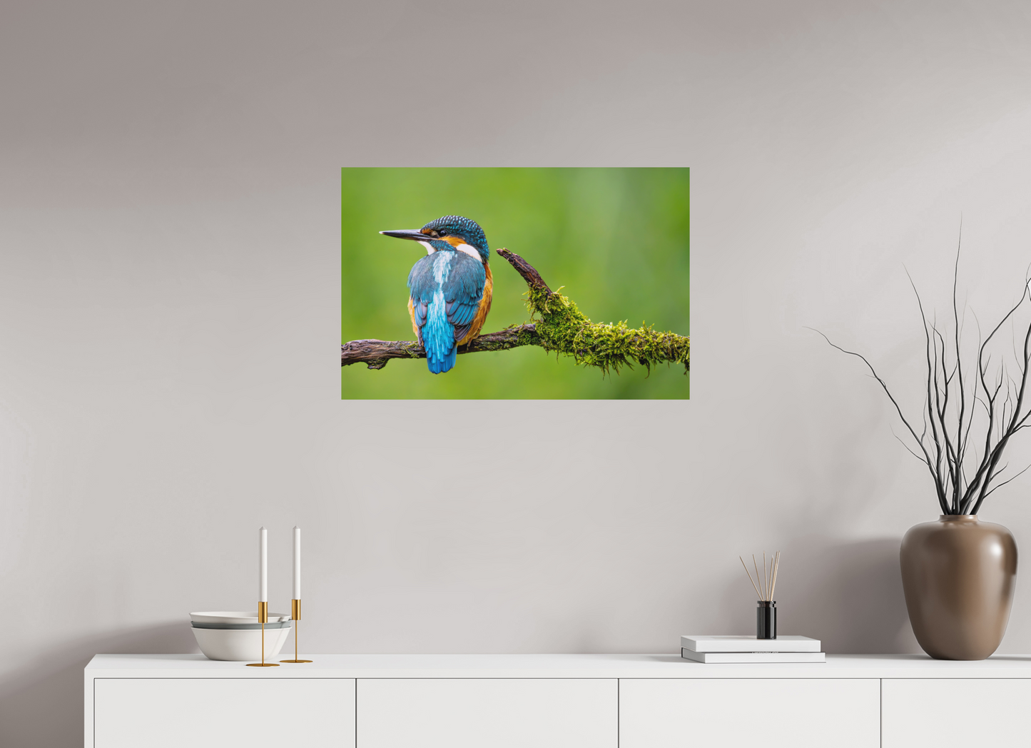 75 x 50 cm, Hahnemühle Photo Rag Bright White Eisvogel in Symmetrie