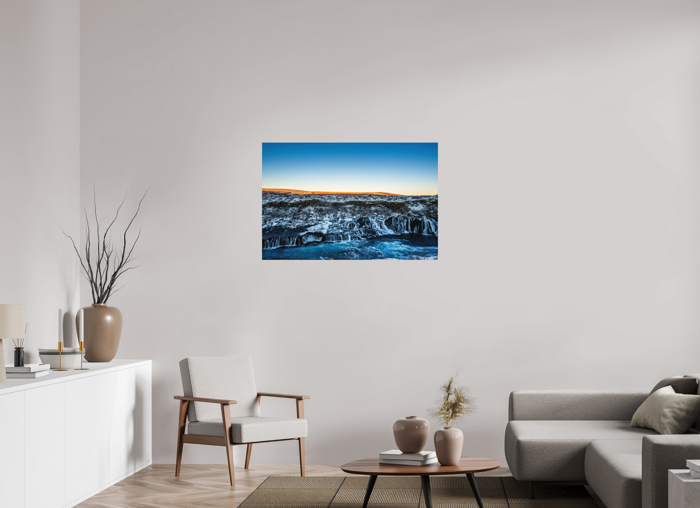 105 x 70 cm, Hahnemühle Photo Rag Bright White Hraunfossar im blauen Feuer