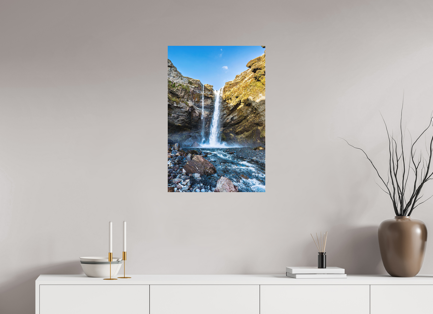 50 x 75 cm, Hahnemühle Photo Rag Bright White Wasserfall in Island