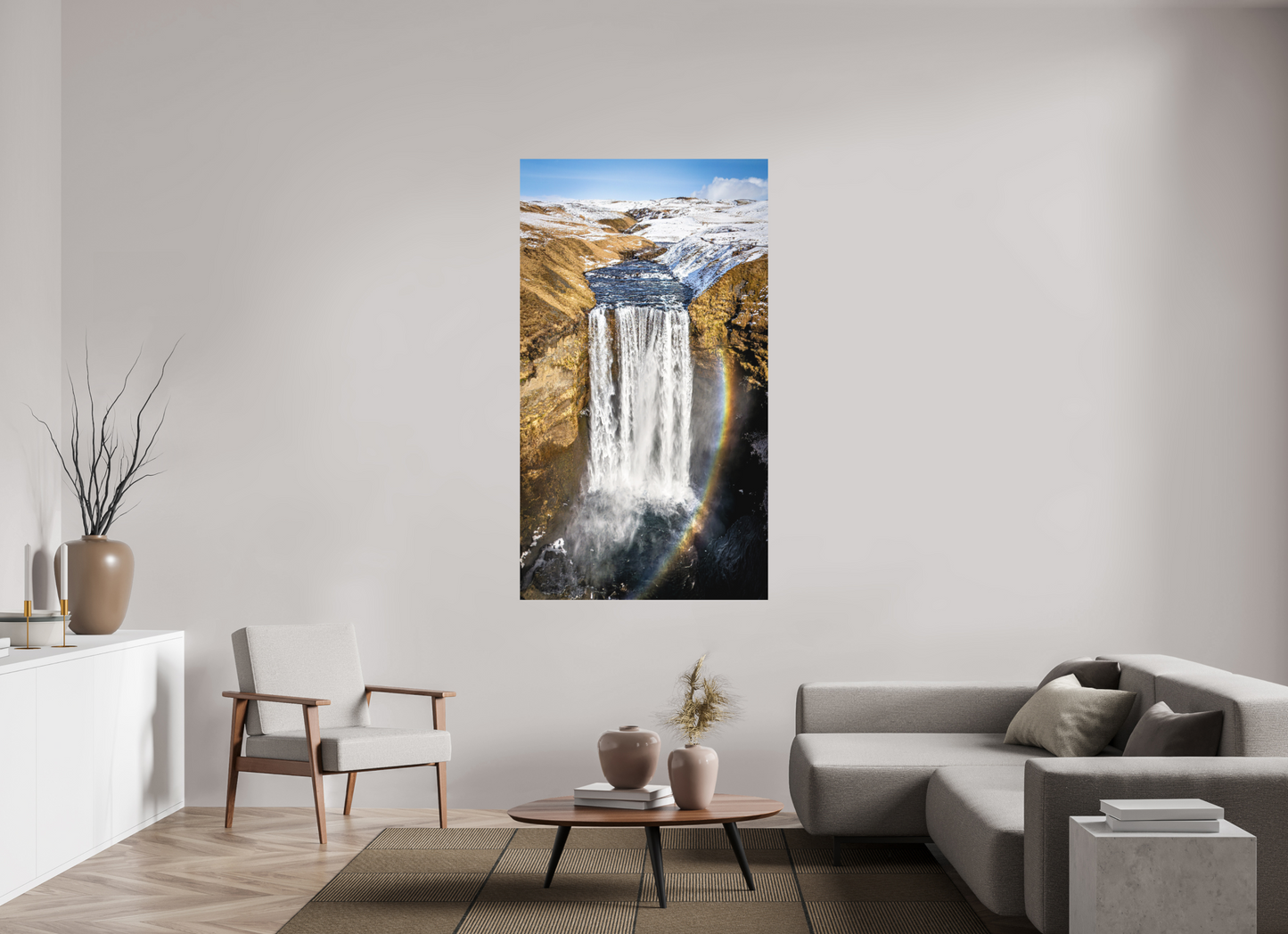 99 x 176 cm, Hahnemühle Photo Rag Bright White Regenbogen im Skógafoss
