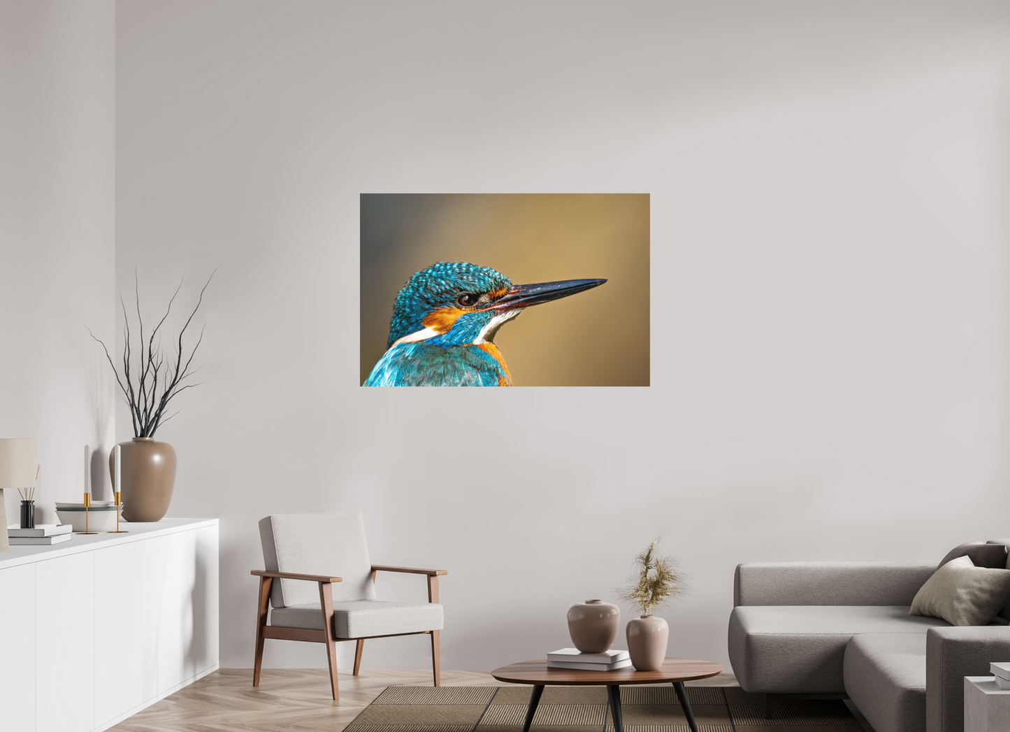 120 x 80 cm, Hahnemühle Photo Rag Bright White Eisvogel im Portrait