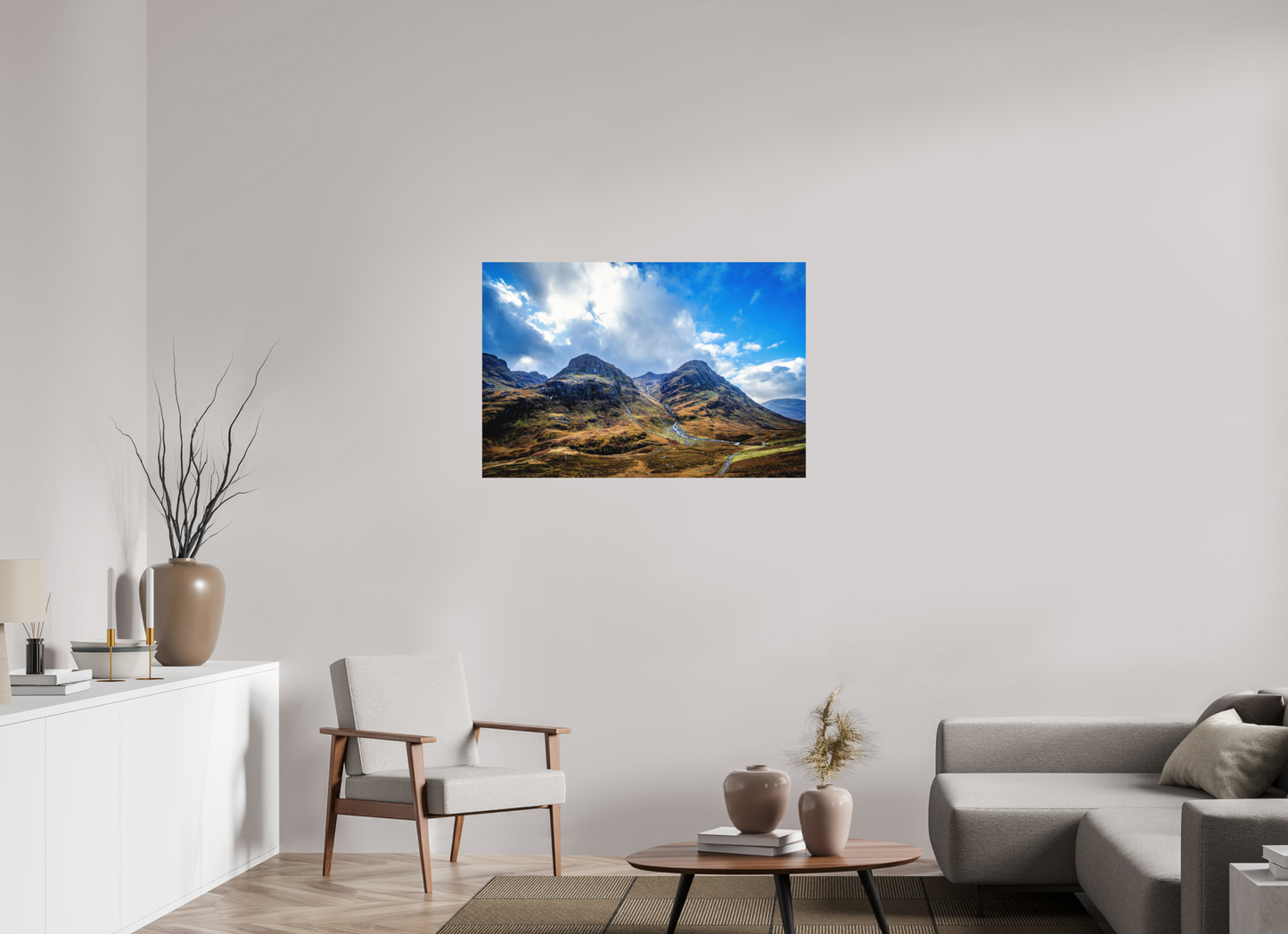 105 x 70 cm, Hahnemühle Photo Rag Bright White The Three Sisters of Glencoe – Weite & Stille