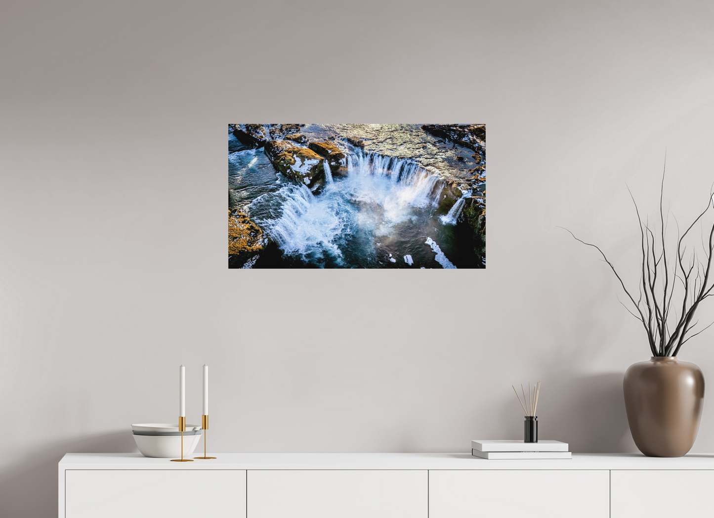 80 x 45 cm, Hahnemühle Photo Rag Bright White Goðafoss aus der Luft – Island