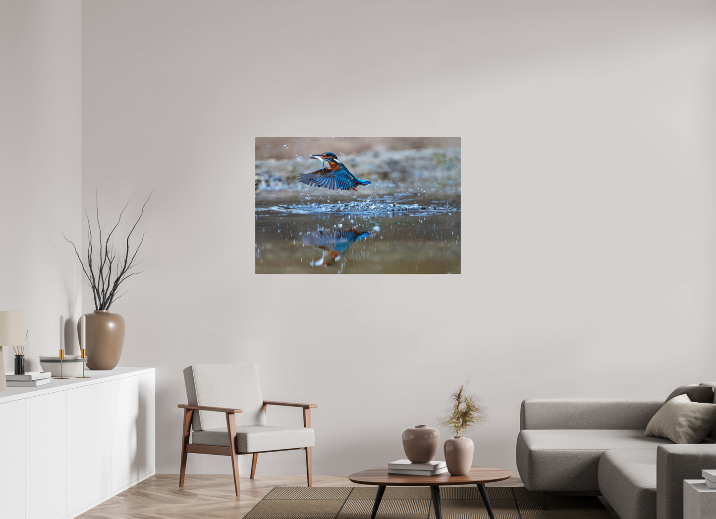120 x 80 cm, Hahnemühle Photo Rag Bright White Jagdspiegelung des Eisvogels