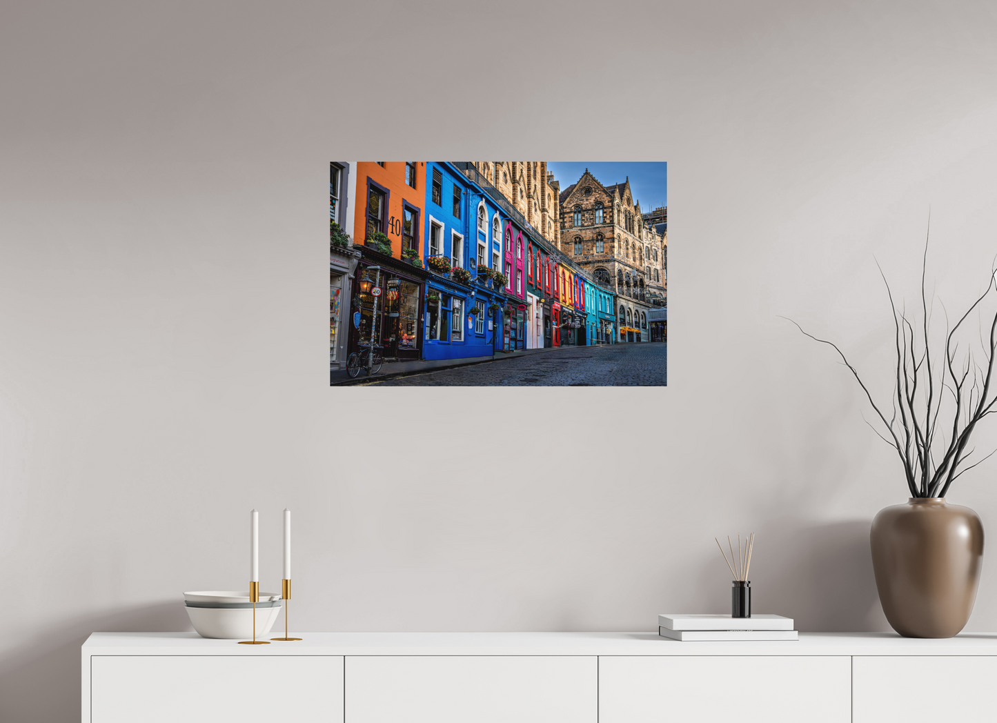 75 x 50 cm, Hahnemühle Photo Rag Bright White Victoria Street – Edinburghs Farbenpracht