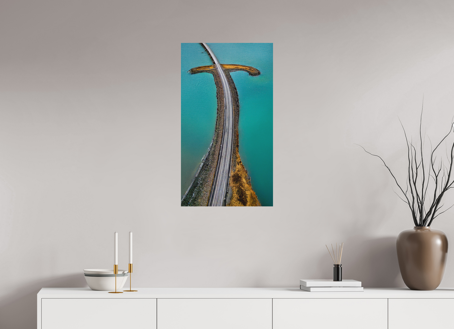45 x 80 cm, Hahnemühle Photo Rag Bright White Straße durchs Türkis