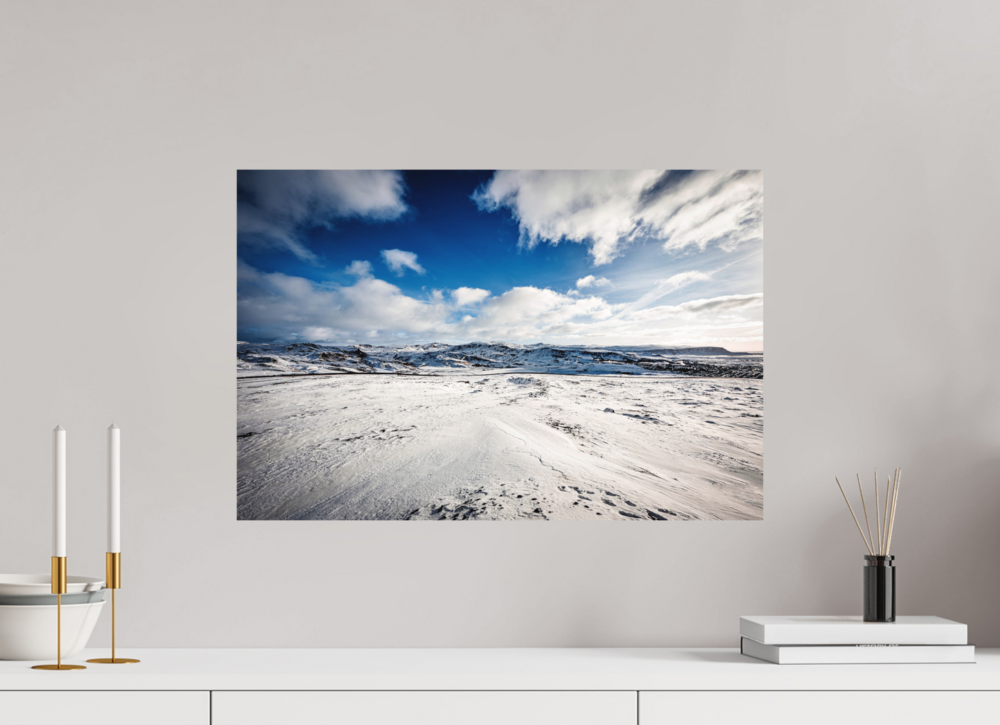 60 x 40 cm, Hahnemühle Photo Rag Bright White Winterweite über dem isländischen Hochland