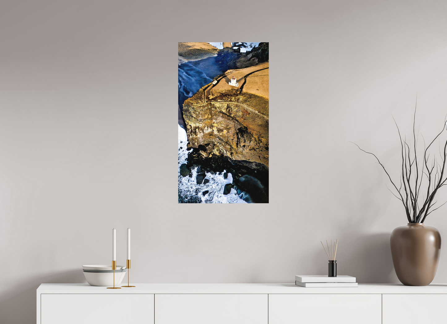 45 x 80 cm, Hahnemühle Photo Rag Bright White Dyrhólaey Leuchtturm – Wacht über der Klippe