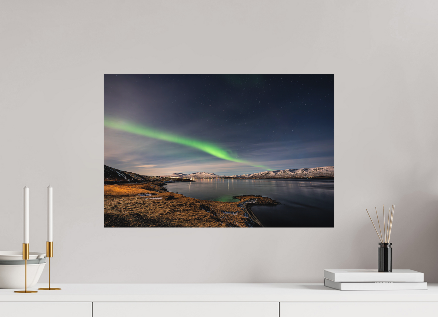 60 x 40 cm, Hahnemühle Photo Rag Bright White Aurora über dem Eyjafjörður