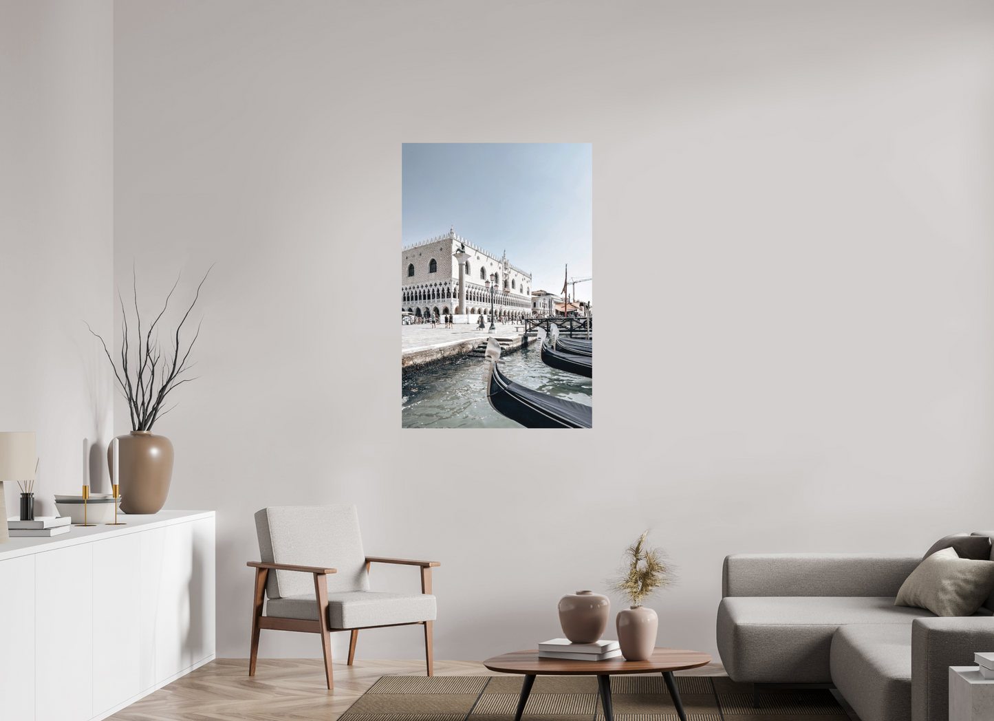 80 x 120 cm, Hahnemühle Photo Rag Bright White Gondolas in the Light of Venice