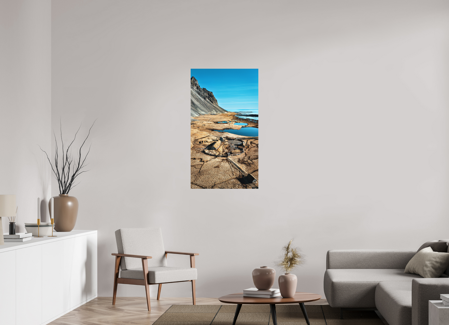 63 x 112 cm, Hahnemühle Photo Rag Bright White Wikingerdorf am Fuß des Vestrahorn