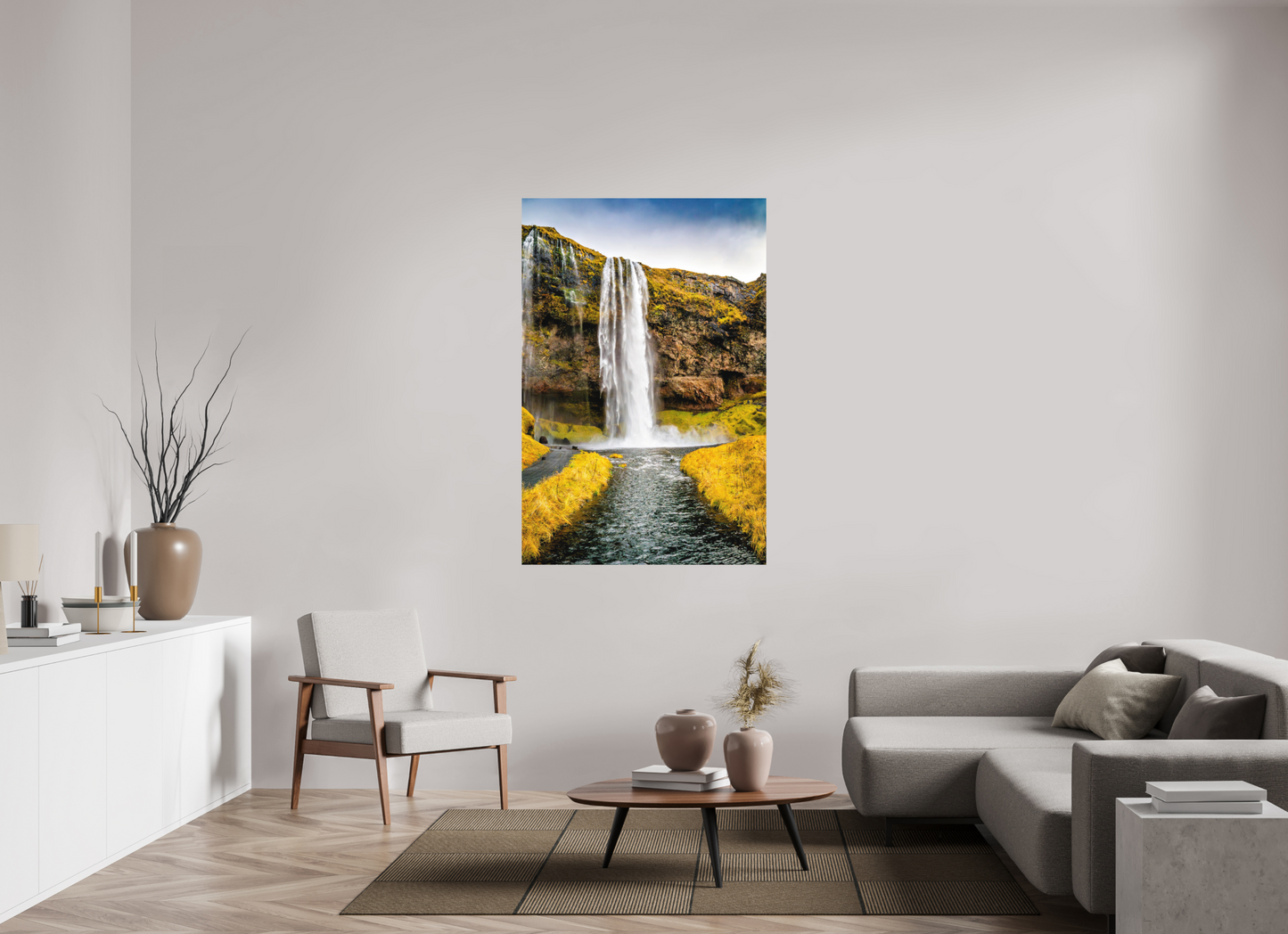 100 x 150 cm, Hahnemühle Photo Rag Bright White Seljalandsfoss – Vorhang aus Wasser