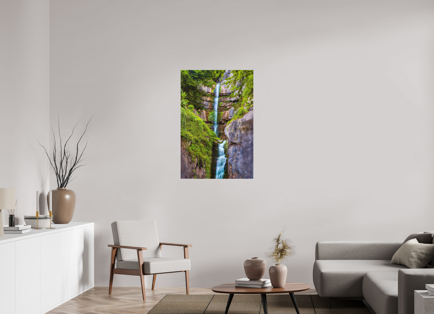 70 x 105 cm, Hahnemühle Photo Rag Bright White Wasserfall im Felsen