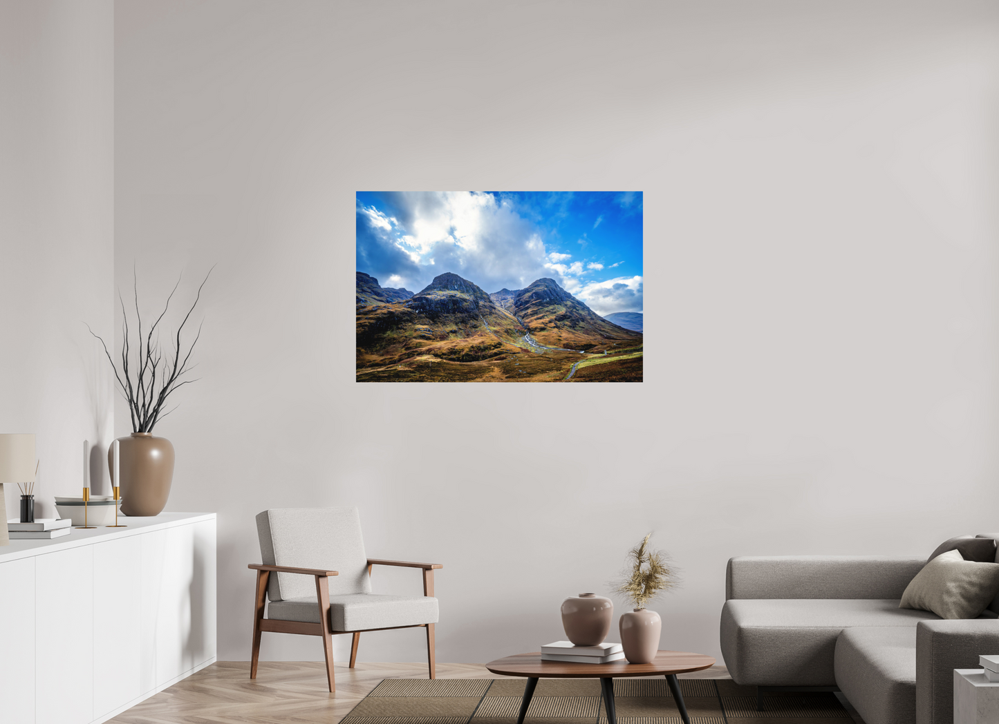 120 x 80 cm, Hahnemühle Photo Rag Bright White The Three Sisters of Glencoe – Weite & Stille