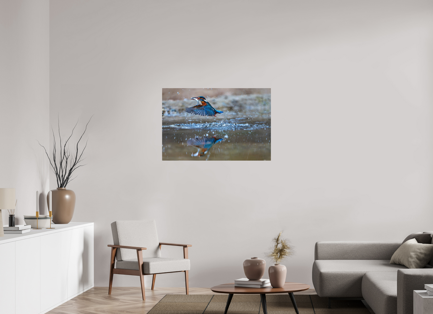 105 x 70 cm, Hahnemühle Photo Rag Bright White Jagdspiegelung des Eisvogels