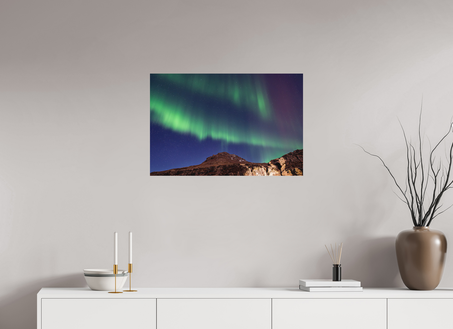 75 x 50 cm, Hahnemühle Photo Rag Bright White Aurora über den Ostfjorden