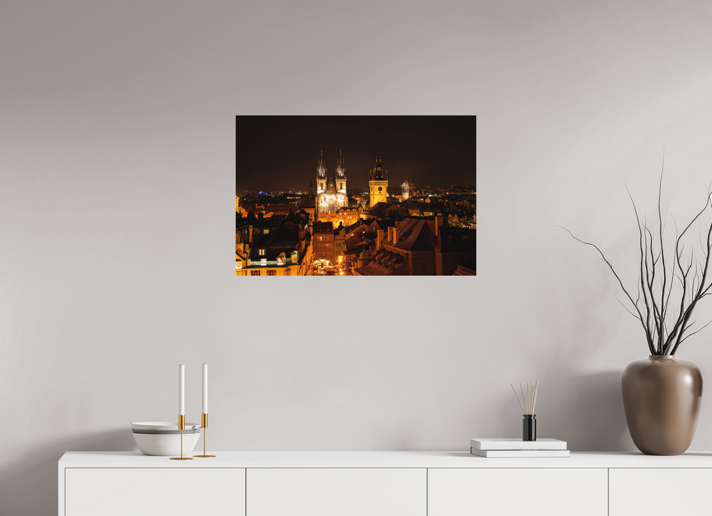 75 x 50 cm, Hahnemühle Photo Rag Bright White Prager Altstadt bei Nacht