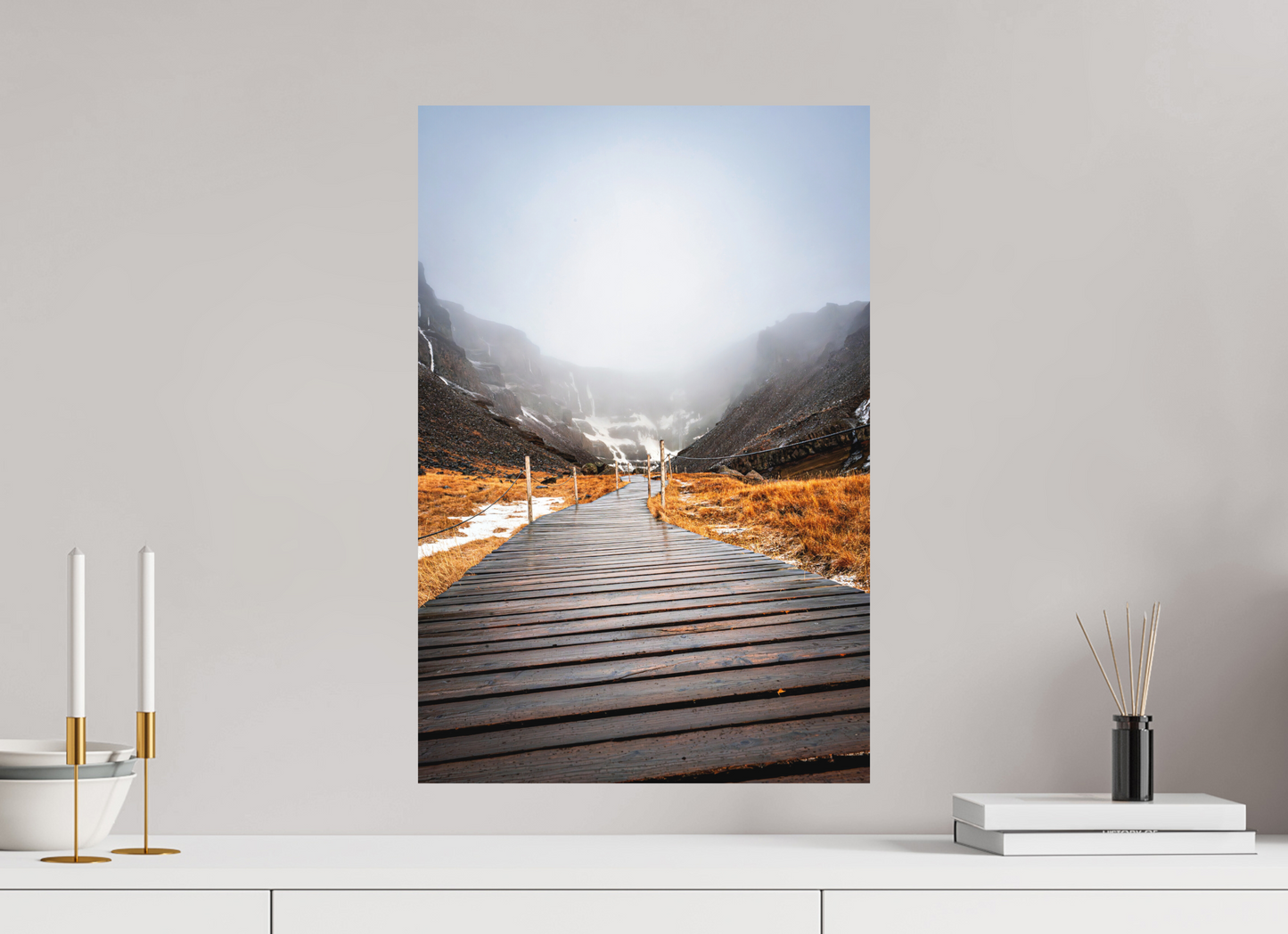 40 x 60 cm, Hahnemühle Photo Rag Bright White Hengifoss – Weg in den Nebel