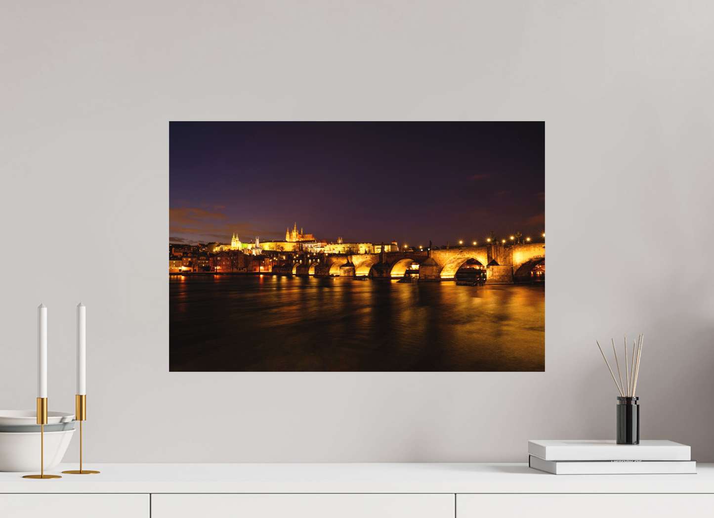 60 x 40 cm, Hahnemühle Photo Rag Bright White Karlsbrücke bei Nacht