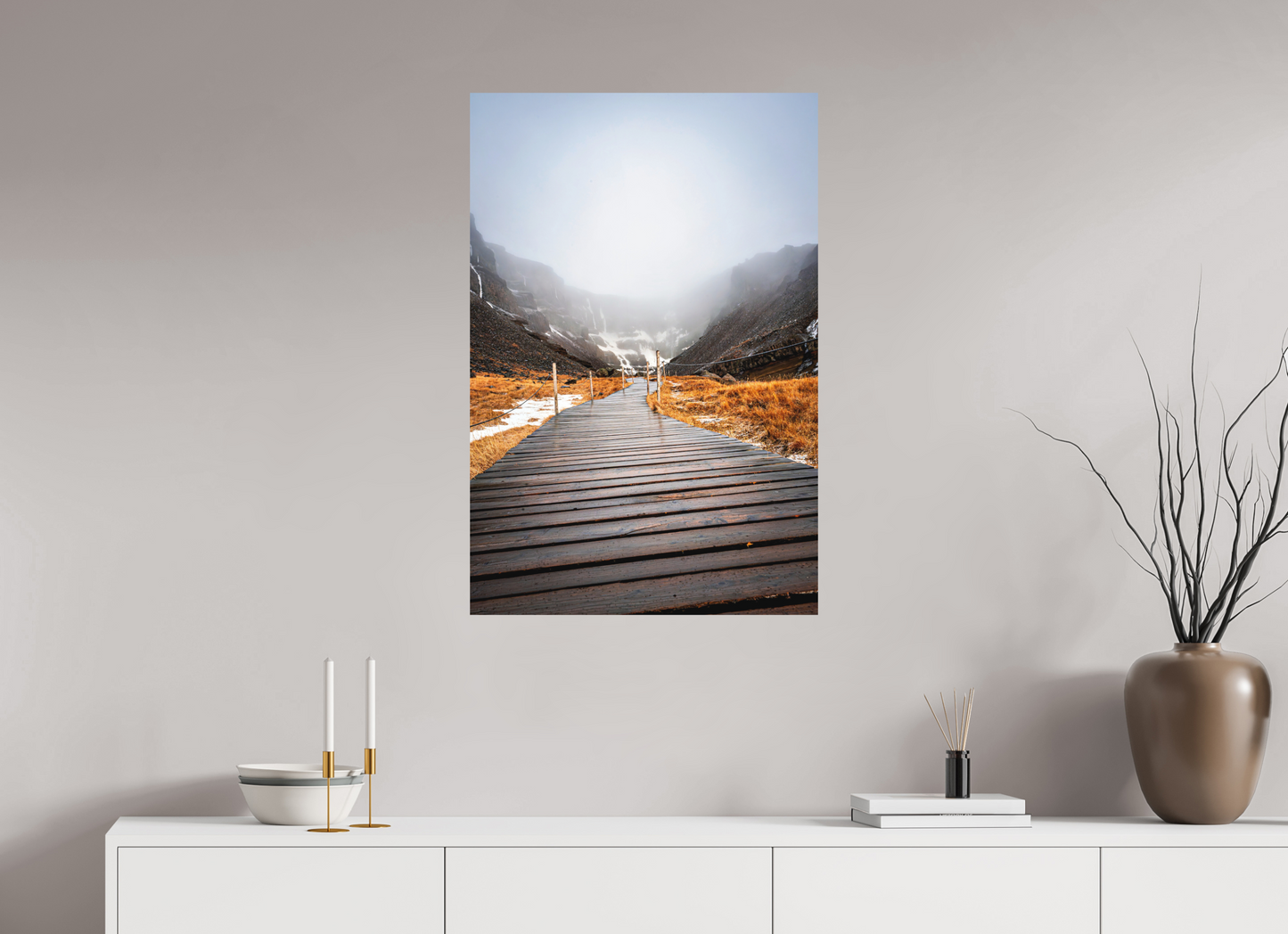 60 x 90 cm, Hahnemühle Photo Rag Bright White Hengifoss – Weg in den Nebel
