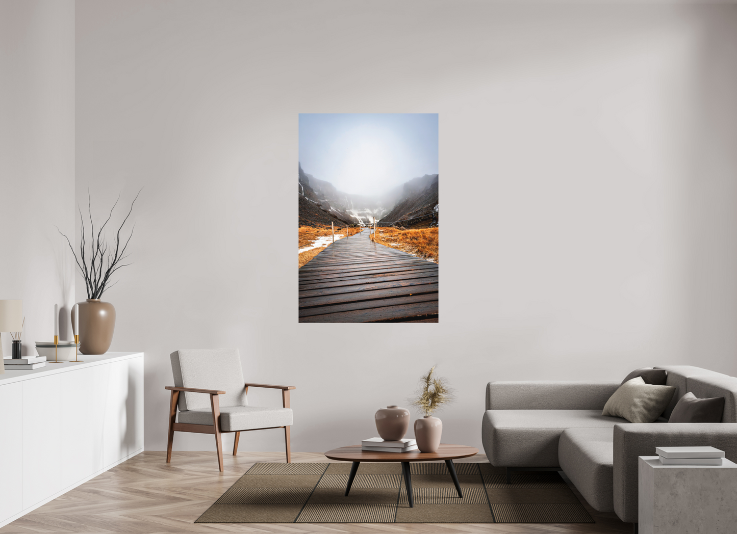 100 x 150 cm, Hahnemühle Photo Rag Bright White Hengifoss – Weg in den Nebel