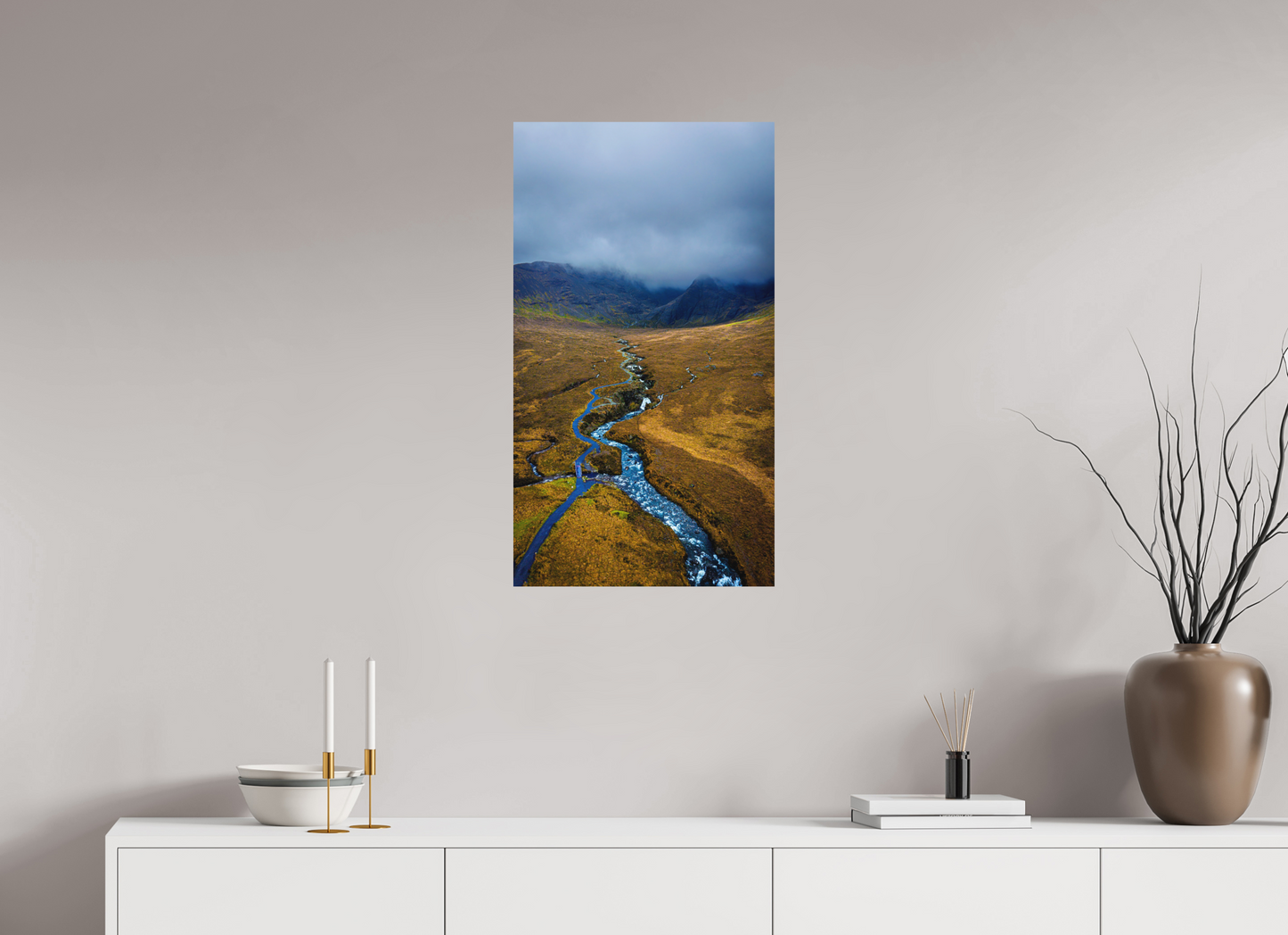45 x 80 cm, Hahnemühle Photo Rag Bright White Flussadern im Nebel der Cuillin Mountains