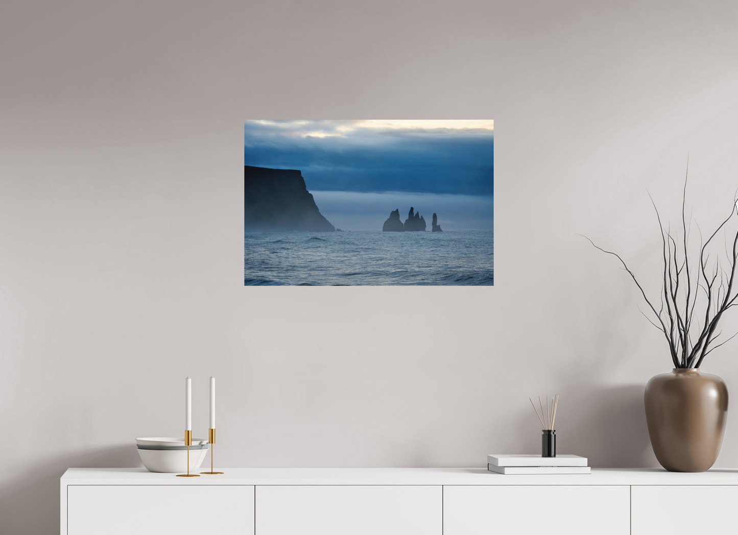 75 x 50 cm, Hahnemühle Photo Rag Bright White Reynisdrangar im Nebel