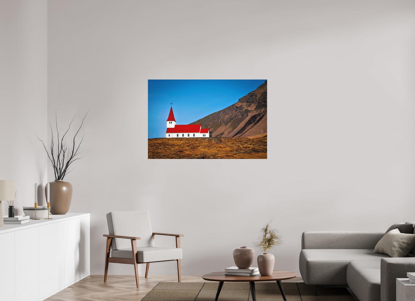 120 x 80 cm, Hahnemühle Photo Rag Bright White Vík’s Red Crown – Iceland’s Iconic Church