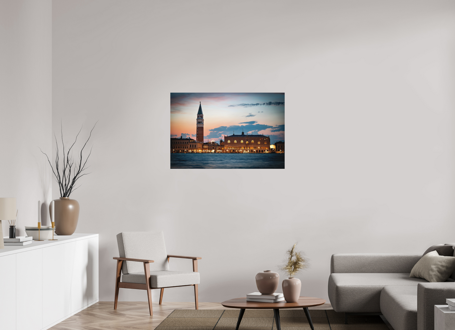 105 x 70 cm, Hahnemühle Photo Rag Bright White Venedig bei Nacht – Piazza San Marco